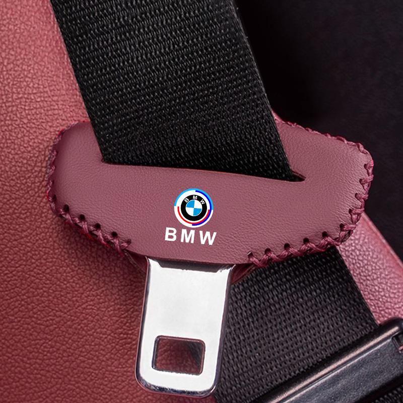 1/2Pcs PU Leather Car Safety Belt Plug Protective Cover Fit For BMW 50th Anniversary G20 G30 G32 E90 E84 F48 F39 F30 F20 F10 F40 6YS3G