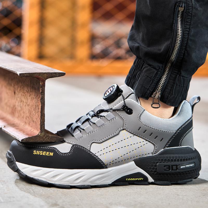 High-quality Work Safety Shoes for Men Rotating Button Work Sneakers Anti-smash Anti Puncture Indestructible Shoes Work Boots