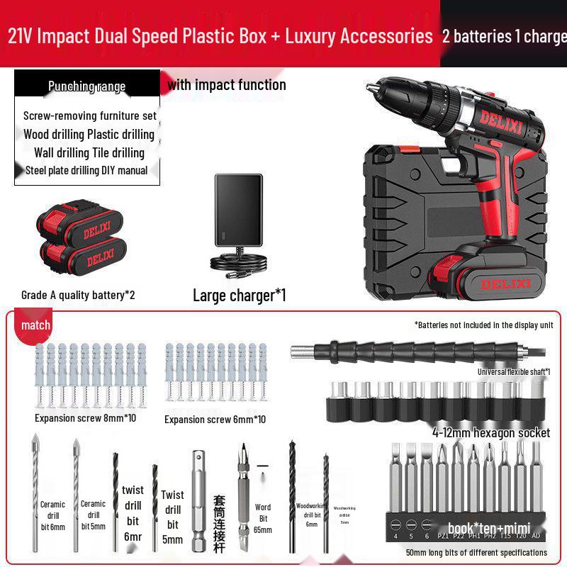 Delixi Lithium Rechargeable Multifunctional Hand Drill & Electric Screwdriver Tool