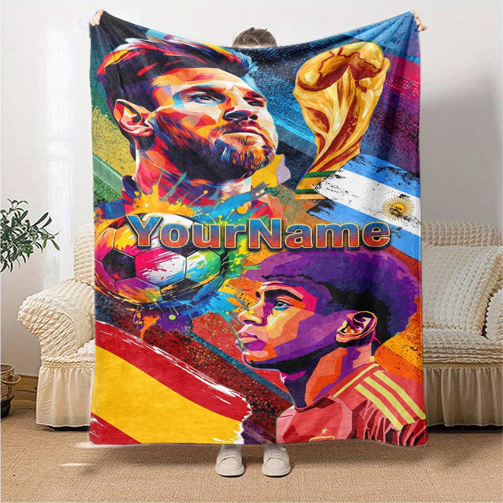 Messi Personalized Name Blanket Cozy Customizable Blanket Comfortable Suitable for Livingroom Bedding Sofa Office Chair for All Occasions