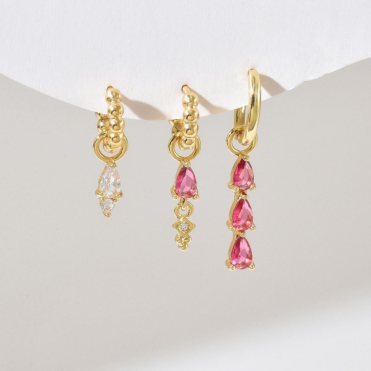 Waterdrop-shaped Zircon-encrusted Earrings