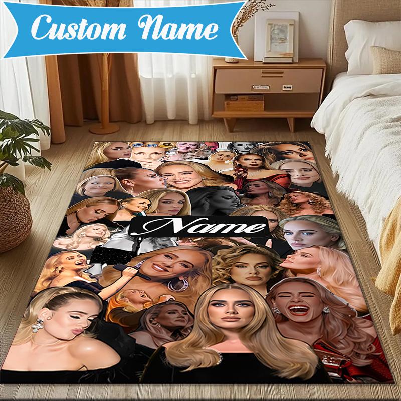 Custom Name Vibes Music Adele Rug Game Carpet, Floor Mat for Bedroom Living Room Entryway Rug, Home Decor Idea Gift for Christmas birthday