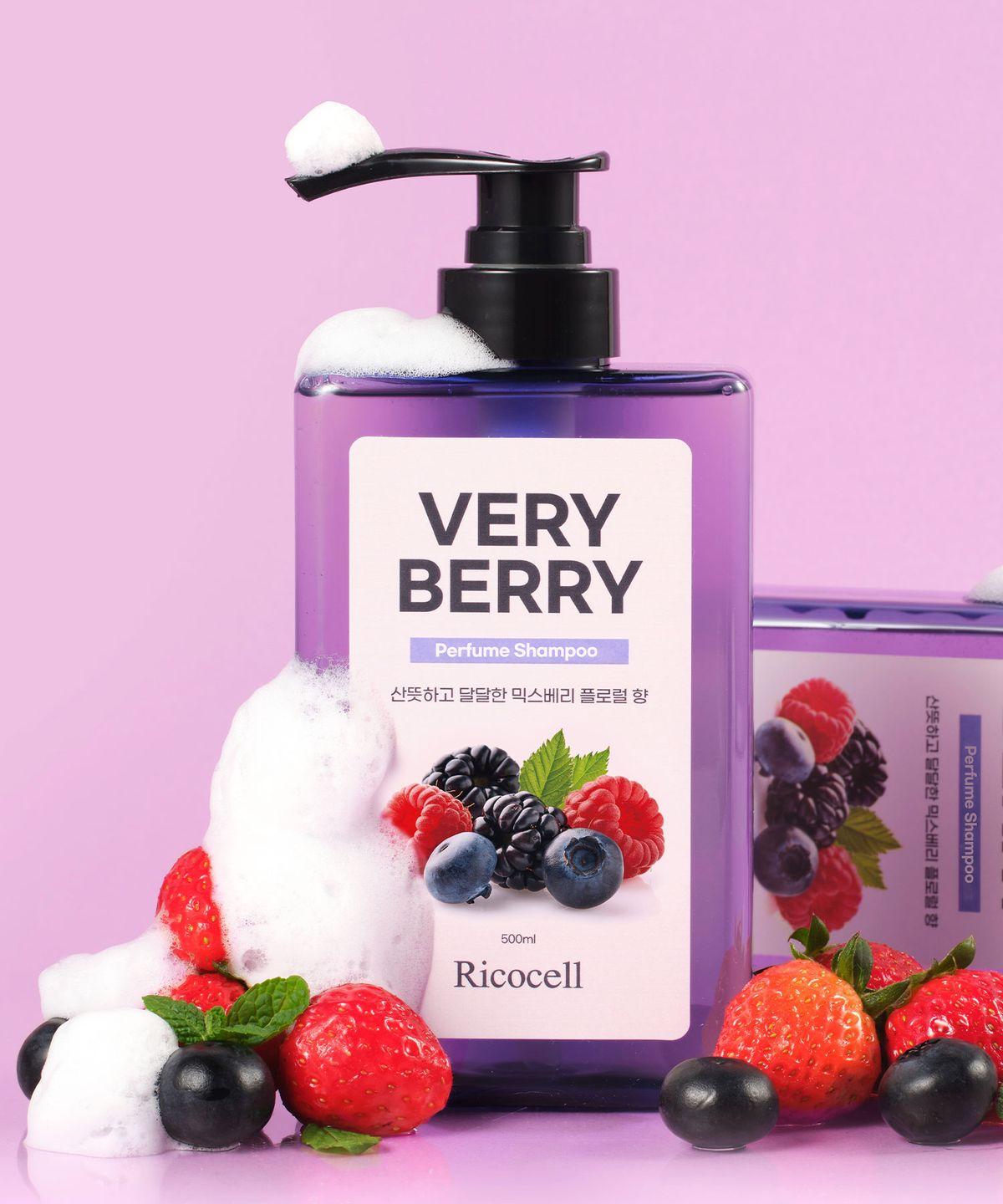 Ricocell Very Berry Perfume Keratin Silk Shampoo 500ml Hypoallergenic Anti-static Silicone-Free