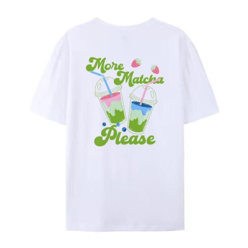 Summer Cute Back Print Matcha Graphic Tees Women Y2k Aesthetic Matcha Lover T Shirt Short Sleeve Loose Fashion Streetwear Tops S