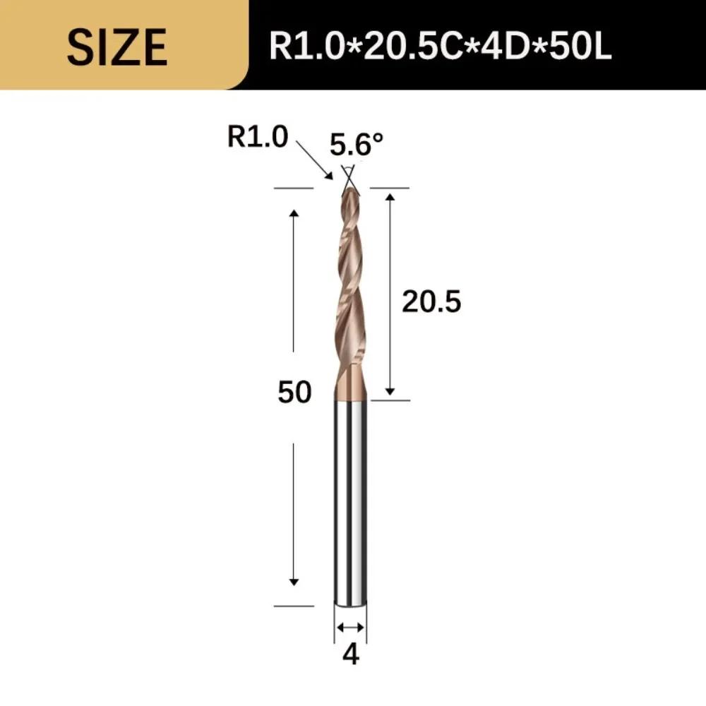 Durable Wood Milling Solid Carbide Tapered Ball Nose End Mill Tapered Ball Nose Spiral CNC Carving Bit Engraving Router Bits
