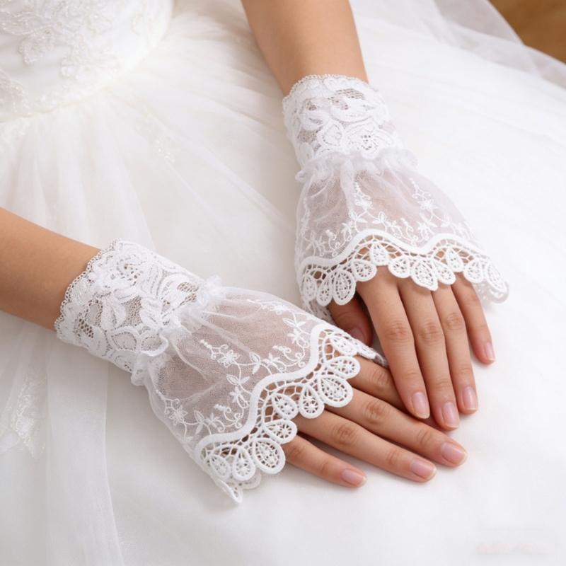 Elegant White Floral Lace Fake Cuffs For Women Stylish Hand Sleeve Cosplay Accessories Perfect For Parties And Weddings