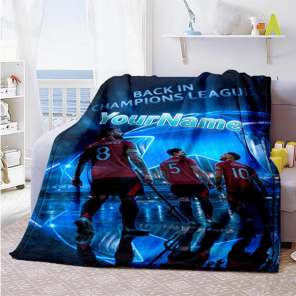 Manchester Customize Your Name Blanket Multi-purpose Customizable Blanket Ultra-Soft Great for Office Living Room Nap Couch for All Occasions