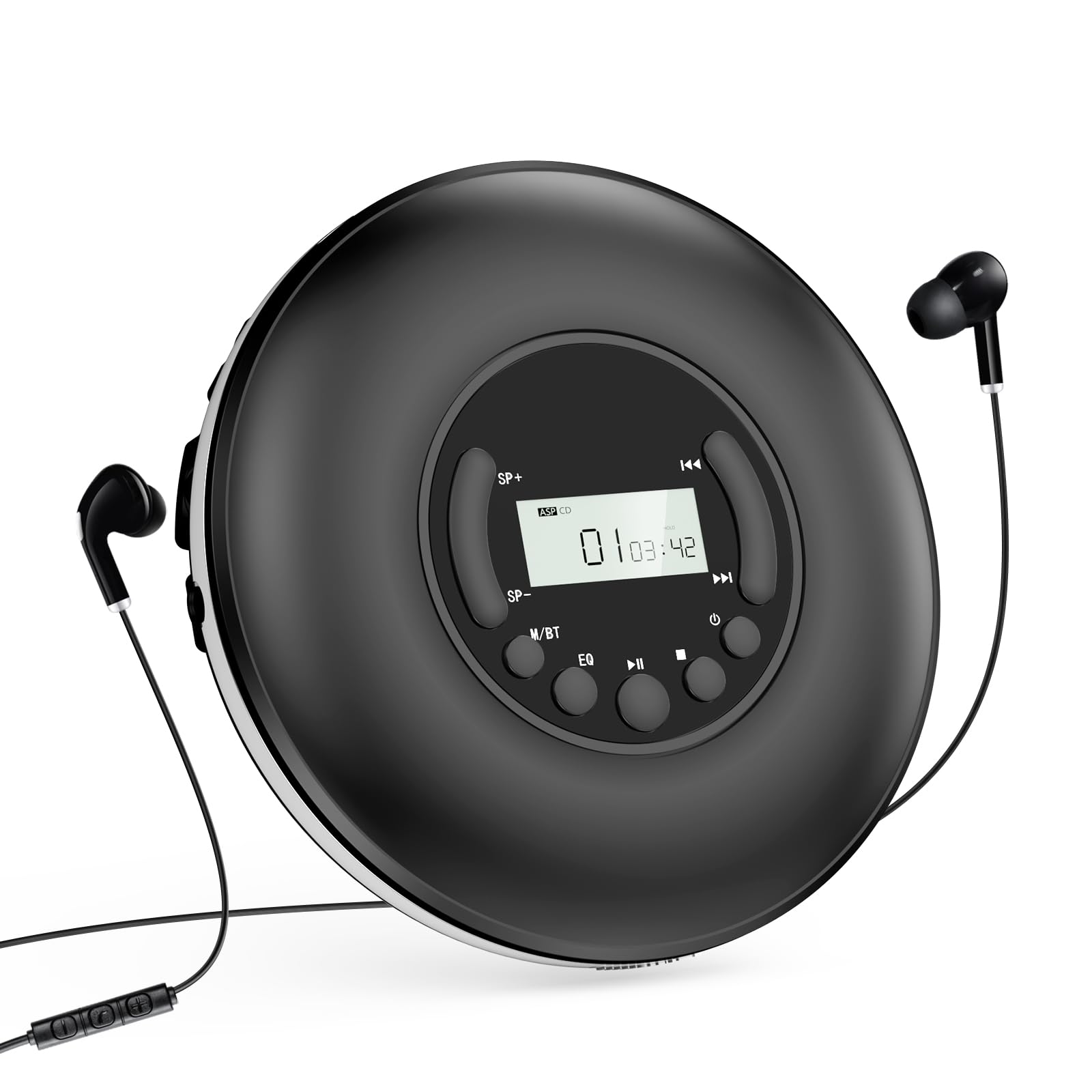 

Gueray CD Portable Ultra Lightweight CD Language Double Speed ​​Repeat EQ Audio Compatible with Micro SD AUX USB Power Battery Сумісний із CD MP3