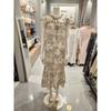 Beige Imported Print Dress Agw4625l