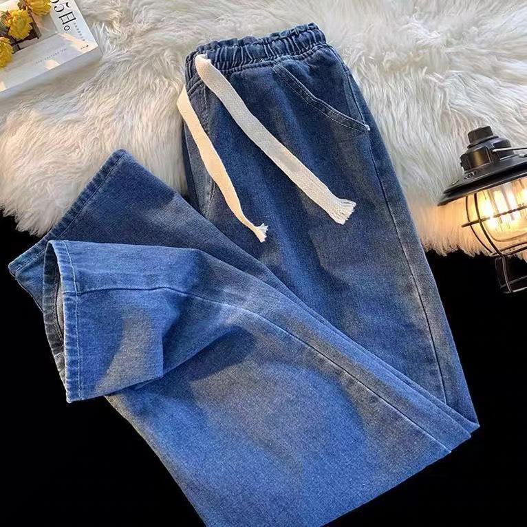 Spring/Summer Women's Retro High-Waisted Straight-Leg Wide Jeans - Loose, Slimming, Trendy for Students