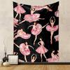 Pink Ballet Dancers on Black Background Patterned tapestry home decor, suitable for bedroom and living room, gift