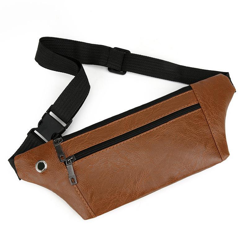 Bauchtasche Herren Tragbarer Gürtel Handy-Bauchtasche Schicht PU-Leder Multifunktional Einzelne Schulter Crossbody Handy-Tasche