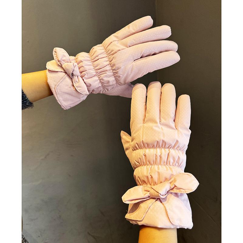 Women's fleece gloves index finger winter electric vehicle outdoor warm gloves cold wind