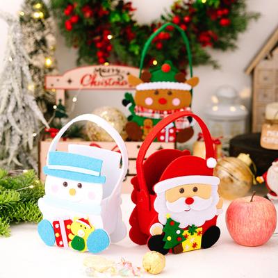 Christmas Gift Bags with Handles Santa Reindeer Snowman Goody Bag Thick Holiday-themed Gift Pouch for Candy Apples Toys