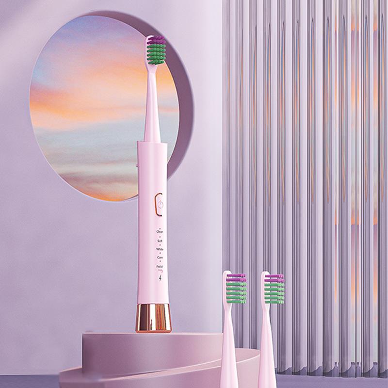 

Новая электрическая зубная щетка для взрослых, мягкая электрическая зубная щетка с белой пудрой, модель для пар, семейный набор, электрическая E815 battery розовый