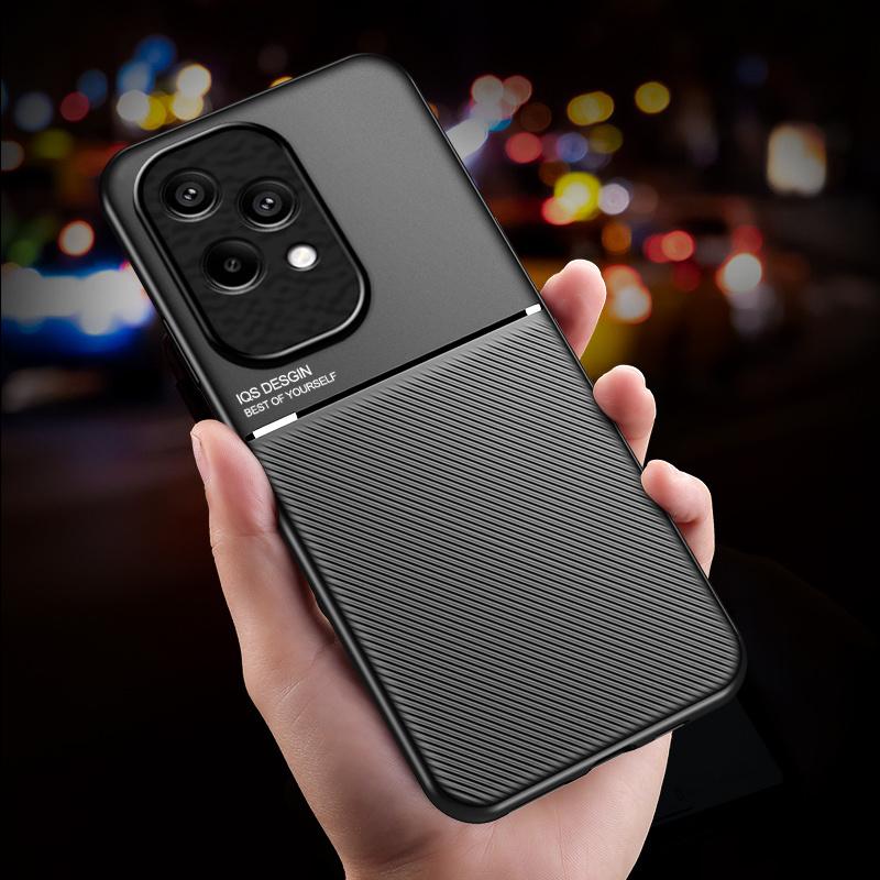 Für Honor 200 Lite Hülle Stoßfest Weiche Silikon Bumper Funda für Honor200 Lite 200Lite Leder Auto Magnethalter Rückseite