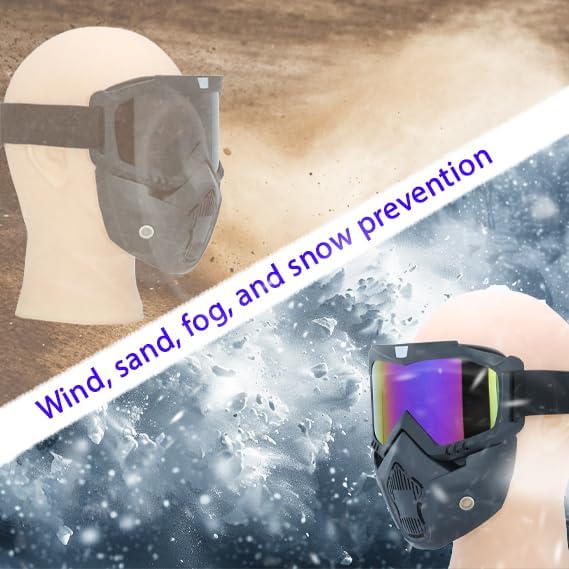 Paintball Mask Anti Fog,Motorcycle Helmet Riding Goggles Glasses With Removable Face Mask,Adjustable Motocross Eyewear