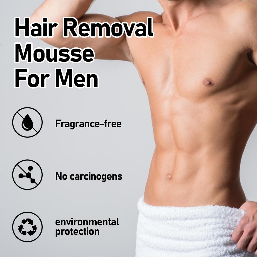 EELHOE Męska pianka do usuwania owłosienia 60 ml - Delikatny i niepodrażniający krem do usuwania owłosienia z ciała na klatce piersiowej, udach i pod pachami