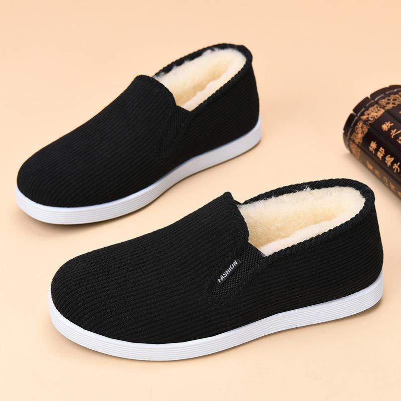 Autumn and Winter New Wool Men's Boots Cotton Shoes Piled Thickened Warm Cotton Boots Non-slip Men's Shoes Tenis Masculino