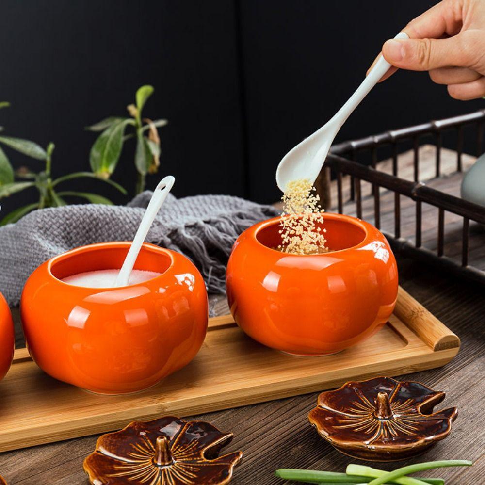 Gorgeous Storage Organizer Ceramic Kitchen Sugar Bowl Seasoning Container Spice Jar Tea Pot