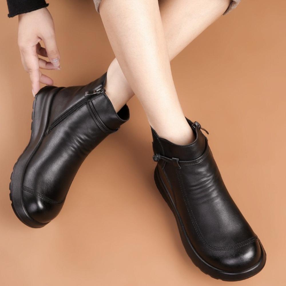 Stivaletti da Donna in Pelle Cotone Scarpe Invernali Velluto Caldi Stivaletti Corti Stivali Invernali da Donna Donna