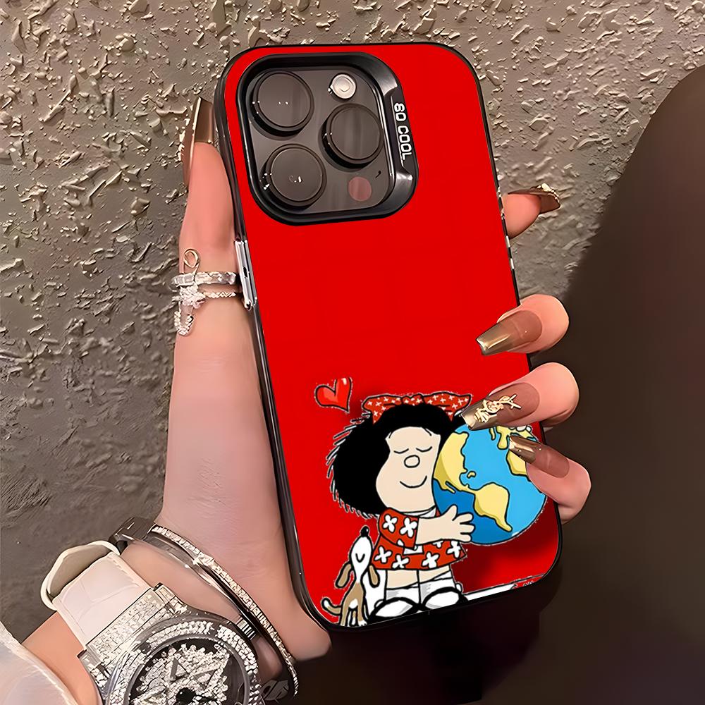 Anime M-Mafalda Phone Case For IPhone17 Air 16 15 14 Plus 13 12 11 Pro XS Max Silver Black Bumper Case