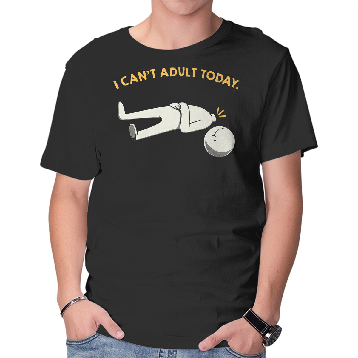 Unisex Crew Neck T-Shirt I Can t Adult Today Funny Graphic Short Sleeve Casual Tee XXL