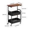 Multifunctioneel Mobiel Opbergrek Met 3 Planken En 4 Wielen Perfect Voor Woonkamer Slaapkamer Studentenkamer Of Werkplaats