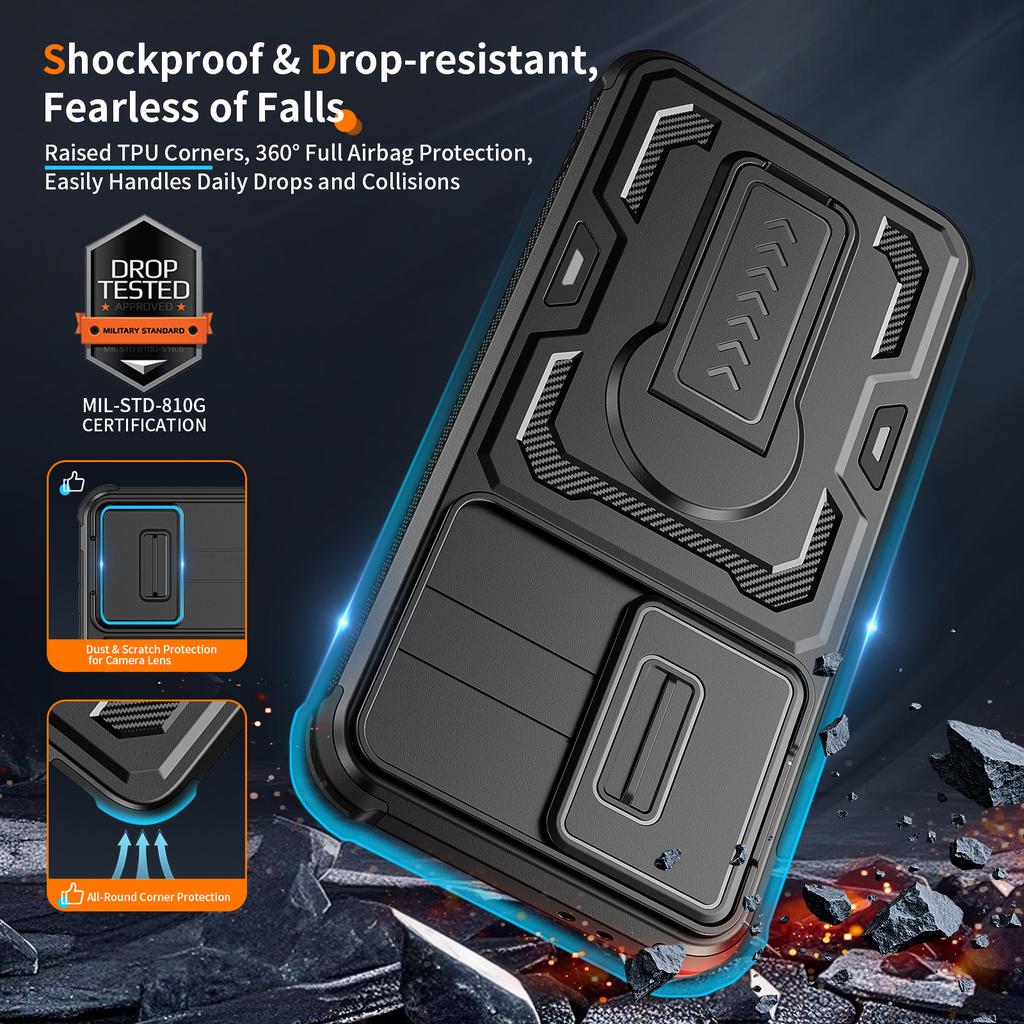 Hard Plastic Slide Lens Protection Case for Samsung Galaxy S25 S26 Ultra S24 A17 A56 5G A36 A26 A16 Shockproof Mobile Phone Bag