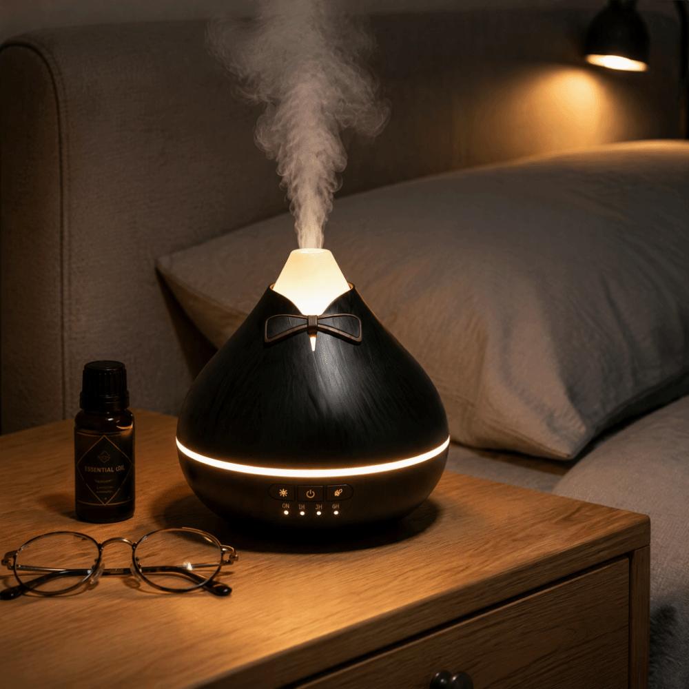 Wood Grain Aroma Diffuser Quiet Wood Grain Aroma Diffuser Fragrance Cool Mist Humidifier Bedroom