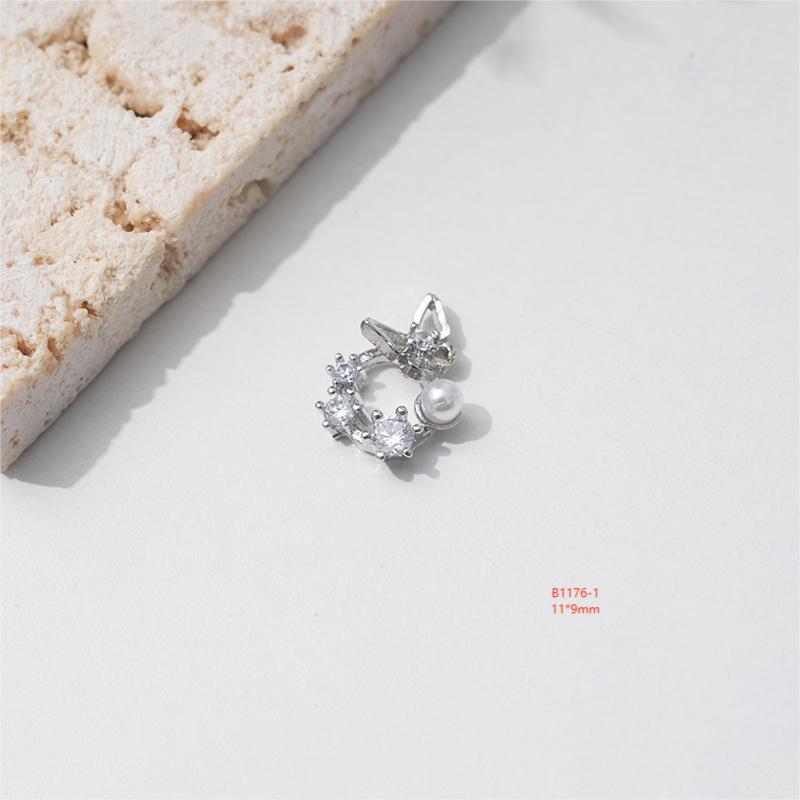 LZ16 Luxury Metal Butterfly Zircon Nail Jewelry