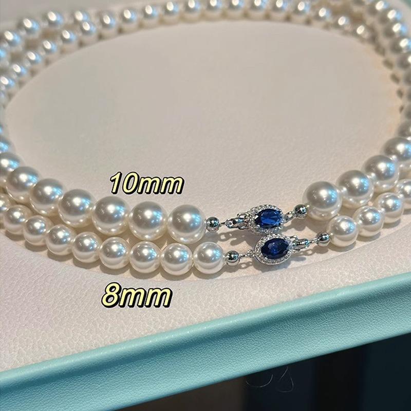 Women s Metal Buckle High-end and Light Luxury Necklace Blue Diamond 8mm