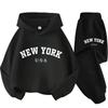 Children Hoodie Autumn Winter New York USA Letter Graphic Sweatshirt Pant Suit Baby Boy Girl Kid Sport Two Pieces Set