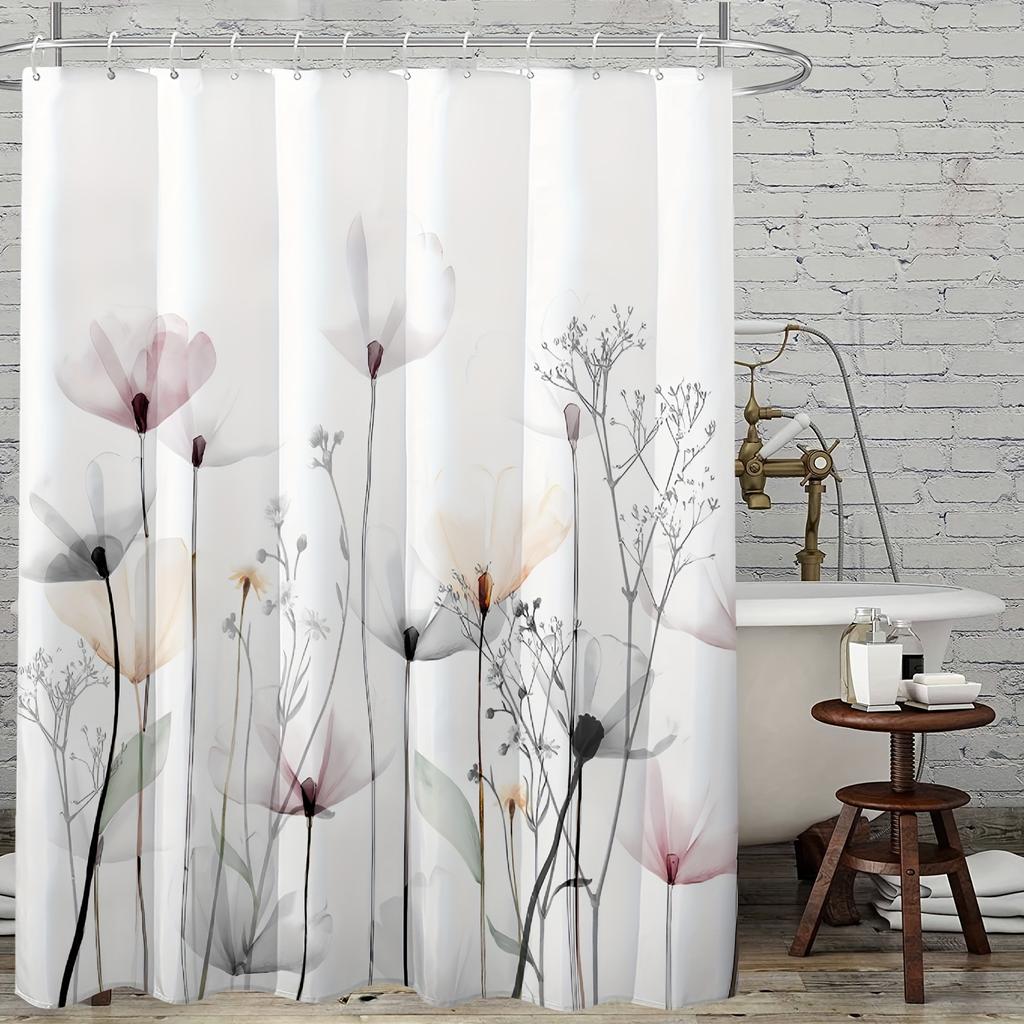 Heavy Duty Shower Curtain With Hooks Waterproof Anti-mold Easy Clean Cute Simple Style For Home Hotel Rental Apartment Bathroom