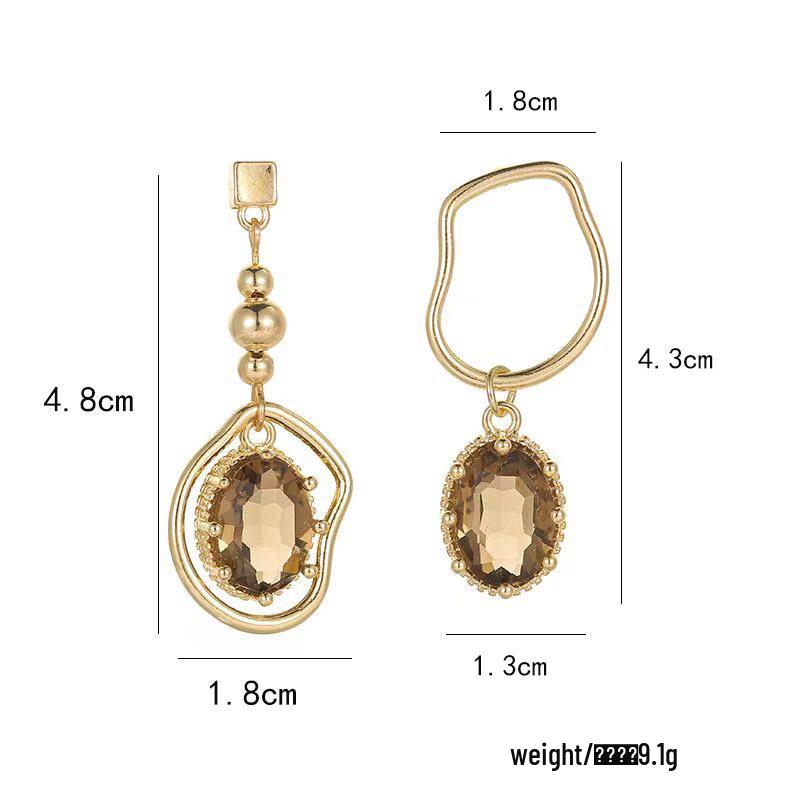 

Высококлассные асимметричные серьги с кристаллами - Роскошная мода в ретро-чайном цвете для изысканных женщин