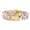 Summer Garden Floral Dog Collar ,Flower Collar with Matching Leash  Engraved ID Collar