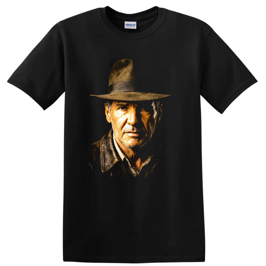 Indiana Jones Adventure Movie Portrait Fedora Graphic T Shirt Vintage Film Tee