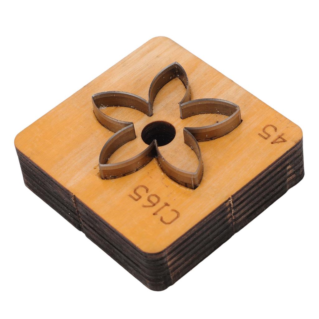 Wykrojnik do skóry w kształcie kwiatu   Drewniana podstawa Stal węglowa Forma do wycinania skóry w kształcie kwiatu do rzemiosła