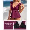 CHARMLEAKS Women Tankini Top Ruffled Shoulder Bathing Suit Top V Neck Swimsuit Top Flowy Bikini Tank Top