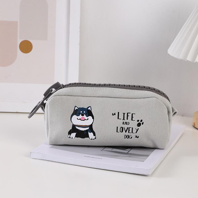 Canvas Pencil Case For Students Large Capacity Zipper Storage Bag For Girls