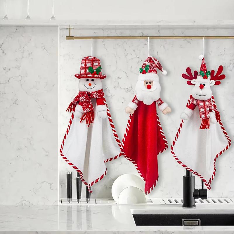 Toilet paper holder, Christmas decoration, cartoon faceless old man, snowman, deer, kitchen and bathroom hand towel