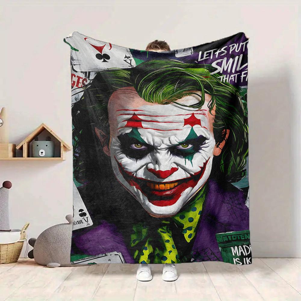 1pc Joker Flannel Throw Blanket - HD Printed Lightweight Soft Warm All-Season Blanket for Sofa, Bed, Travel, Camping 142