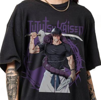 Jujutsu Kaisen T-Shirt, Inspiriertes Anime Toji Fushiguro T-Shirt Schwarz- Anime Geschenk
