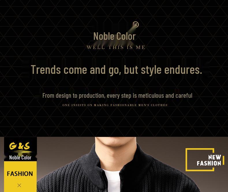 Men's High-End Stand Collar Cardigan Knit Jacket - Autumn/Winter Trendy Loose Sweater