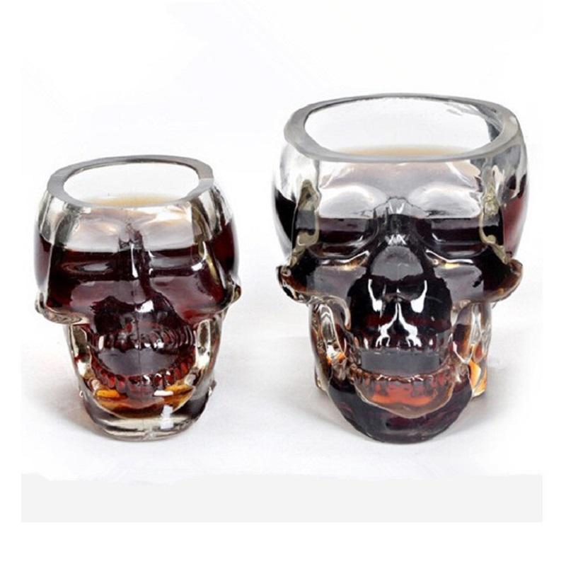Skull Head Shot Glass Cup Beer Mug Wine Glass Mug Crystal Whisky Vodka Coffee Cup 25ml~150ml Gift Bottle Shot Glasses Skull