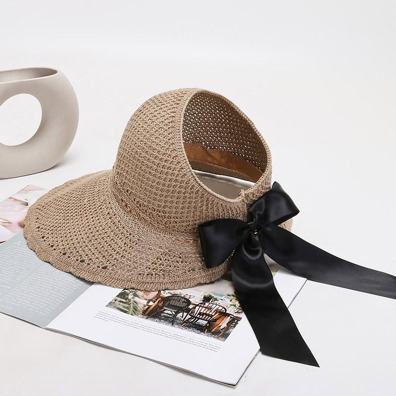 New Style Butterfly Bow Wide Brim Sun Hat For Women Cute Outdoor Mesh Sunshade Hat