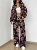 Retro Style Autumn And Winter New European And American Women'S Clothing Flower Printing Suit Women