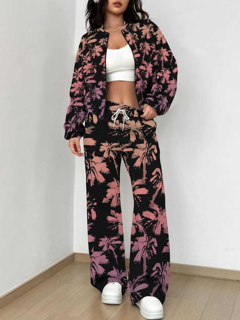 Retro Style Autumn And Winter New European And American Women'S Clothing Flower Printing Suit Women