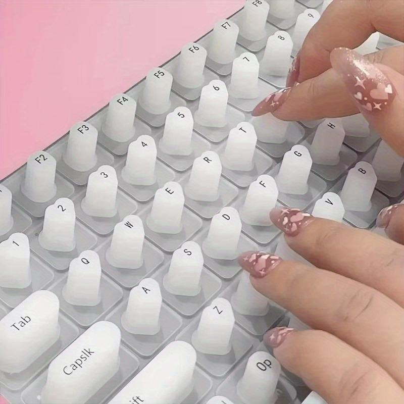 1pc Silicone Laptop Keyboard Film Long Nails Convenient Typing Artifact Protects Manicure Available Press On Nails Key Caps