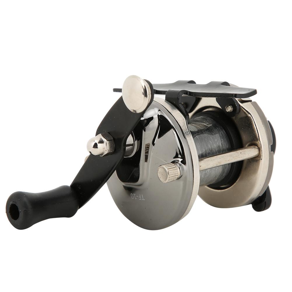 Portable Ice Winter Fishing Reel Small Plate Wheel Lateral Reel with Line Tackleblack